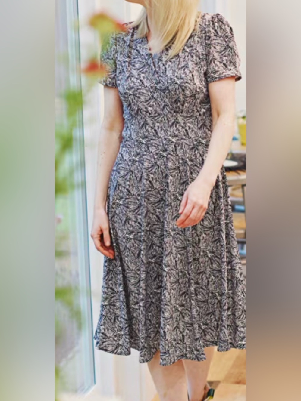 Karina Dresses Classic Black & White Print Fit-and-Flare Women's Dress.